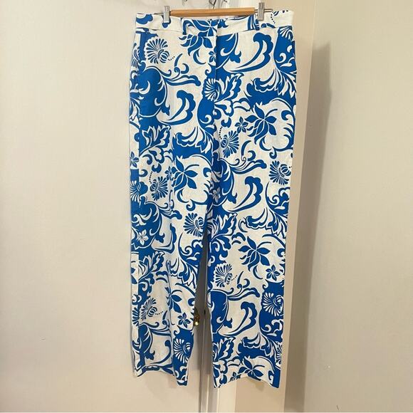 Zara PRINTED LINEN BLEND TROUSERS Size Extra Large XL - Picture 9 of 12